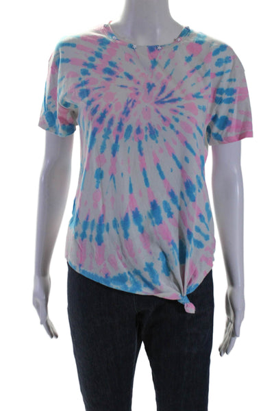 Generation Love Womens Cotton Tie Dye Knot Tied Studded Top Multicolored Size S