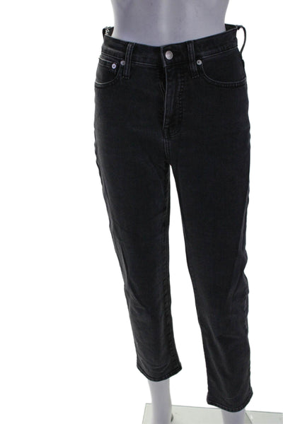 Madewell Women's High Waist Five Pockets Straight Leg Jeans Pants Black Size 25