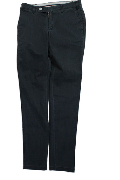 Clan Mens Cotton Flat Front Straight Leg Casual Pants Blue Size 46
