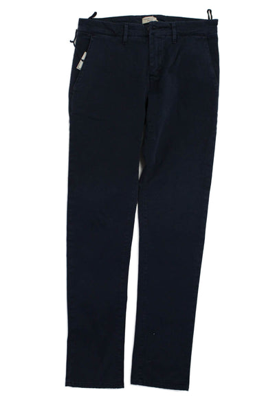 Hamptons Mens Cotton Flat Front Straight Leg Casual Pants Dark Blue Size 29