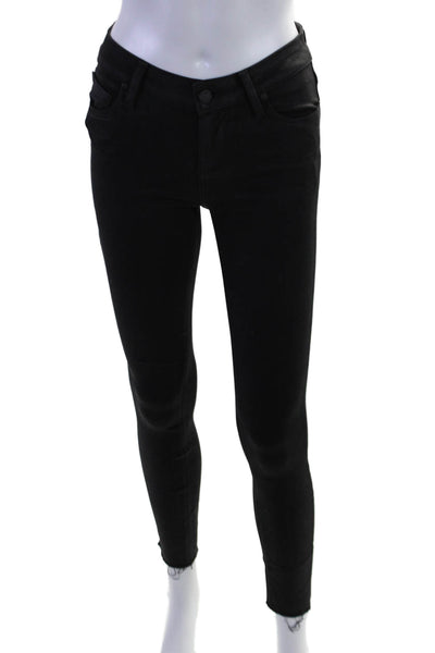 Paige Womens Black High Rise Distress Super Skinny Leg Pants Size 24