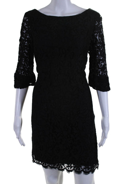 Shoshanna Womens Lace Long Sleeves Back Zipper Mini Dress Black Size 10