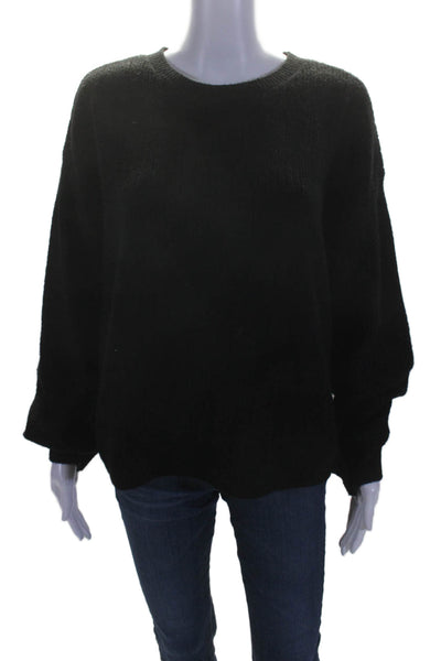 DKNY Womens Knitted Ribbed Textured Long Sleeve Pullover Sweater Black Size M