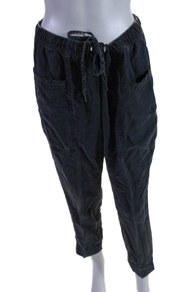 Splendid Womens Mid Rise Drawstring Straight Leg Cropped Pants Gray Size Medium