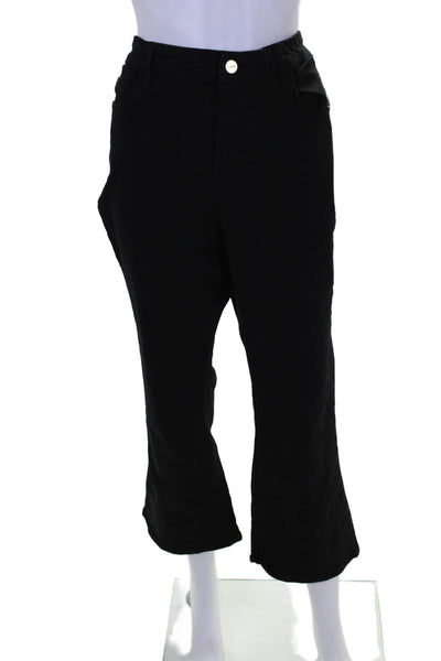 Frame Womens High Rise Cropped Mini Boot Cut Jeans Black Cotton Size 34
