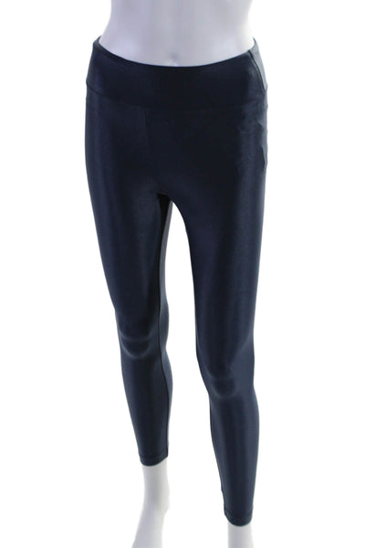 Koral  Womens Spandex Textured Shiny Fitted Lined Legging Navy Size S
