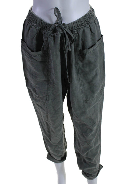 Splendid Womens High Rise Drawstring Cuffed Cropped Pants Gray Size Small