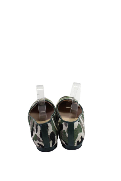 Jon Josef Womens Canvas Textured Camouflage Print Slip On Loafers Green Size 8