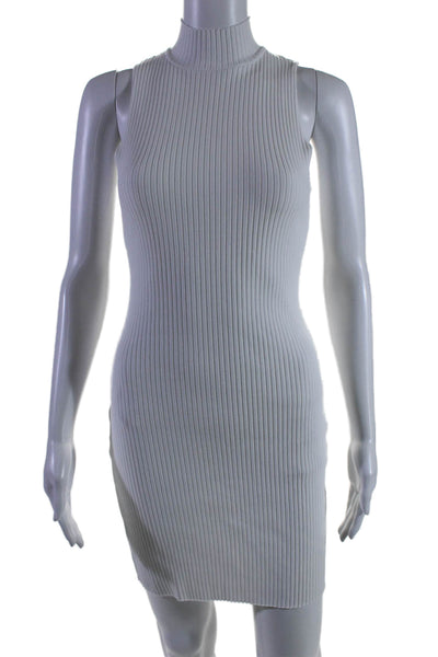 Cotton Citizen Womens Cotton Ribbed Sleeveless Turtleneck Dress White Size S