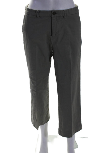 ATM Women's Button Closure Pockets Straight Leg Ankle Pants Olive Green Size 0