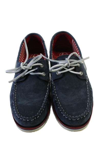 El Ganso Men's Round Toe Lace Up Leather Rubber Sole Shoes Blue Size 40