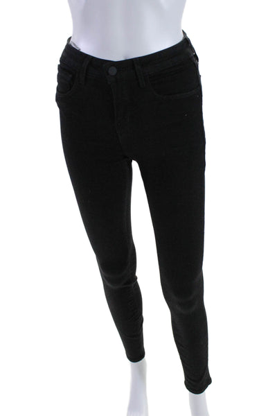 L Agence Womens Cotton Skinny Leg Zipped Jeans Basic Casual Jeans Black Size 24