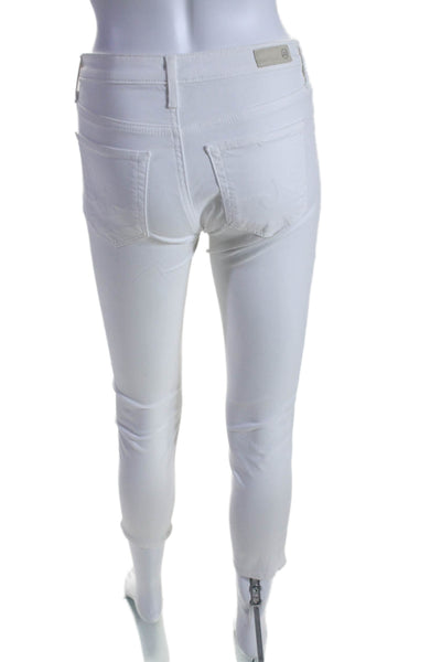 Adriano Goldschmied Womens Cotton Light Washed Leather Patch Jeans White Size 25