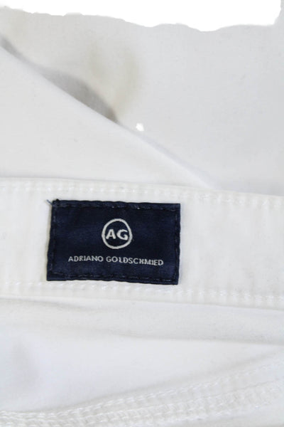 Adriano Goldschmied Womens Cotton Light Washed Leather Patch Jeans White Size 25