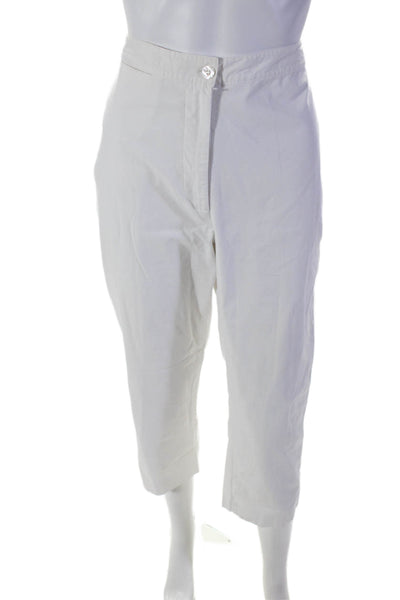 Lilly Pulitzer Womens Embroidered Cotton Button Zip Wide Leg Pants White Size 12