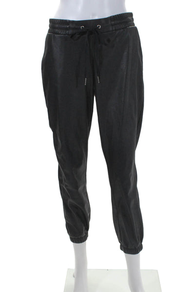 Philanthropy Womens Faux Leather High Rise Jogger Pants Black Size Medium