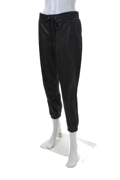 Philanthropy Womens Faux Leather High Rise Jogger Pants Black Size Medium