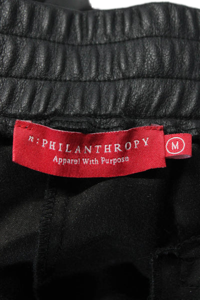 Philanthropy Womens Faux Leather High Rise Jogger Pants Black Size Medium