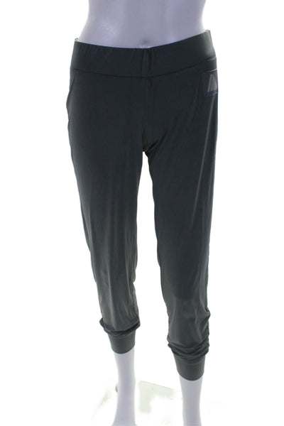 Norma Kamali Womens Elastic Waist Band Light Weight Tapered Pants Gray Size M
