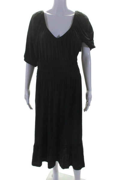 Nation LTD Womens Half Sleeve Off Shoulder Midi Shift Dress Black Size Large