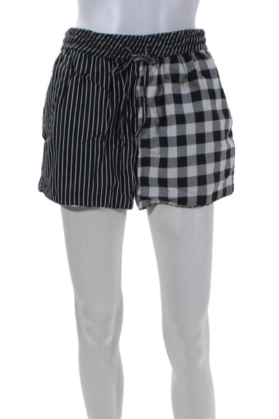 Solid & Striped Womens Cotton Black Striped Check Drawstring Shorts Size S
