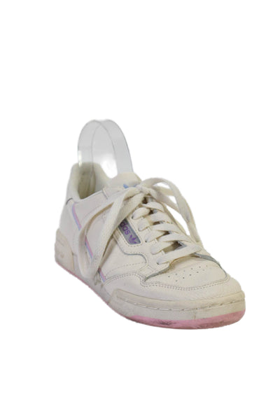 Adidas Womens Cream Leather Multi Stripe Lace Up Low Top Sneakers Shoes Size 8.5