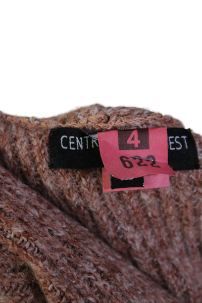 Central Park West Womens Four Button Ribbed Oversized Cardigan Sweater Brown XS