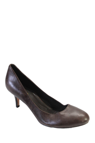 Cole Haan Womens Leather Round Toe Slip On Pumps Brown Size 8.5