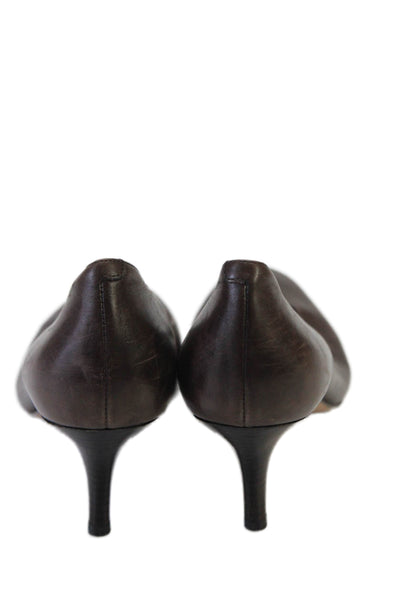 Cole Haan Womens Leather Round Toe Slip On Pumps Brown Size 8.5