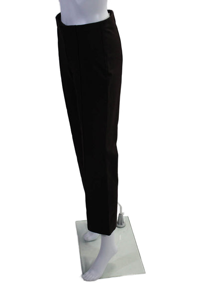 BR Womens Elastic Waistband High Rise Pleated Straight Leg Pants Brown Small