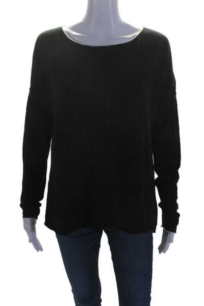 Vince Womens Long Sleeves Pullover Crew Neck Sweater Black White Size Medium