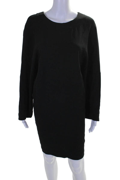 4th Avenue Women's Round Nek Short Sleeves Mini Shift Dress Black Size M