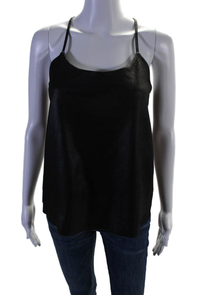 Drew Womens Vegan Leather Scoop Neck Sleeveless Blouse Black Size L