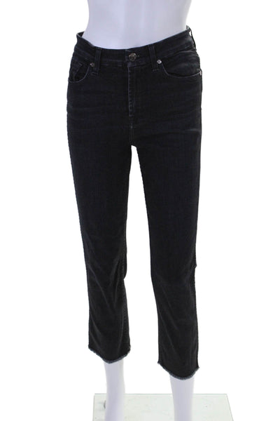 7 For All Mankind Women's High Waist Pockets Straight Leg Pants Black Size 25