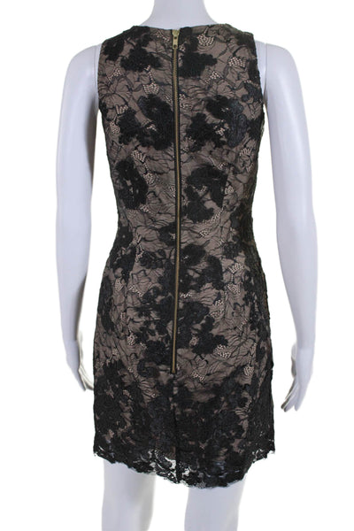 Dress the Population Womens Black Nude Floral Lace Sleeveless Shift Dress SizeXS