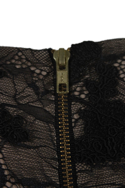 Dress the Population Womens Black Nude Floral Lace Sleeveless Shift Dress SizeXS
