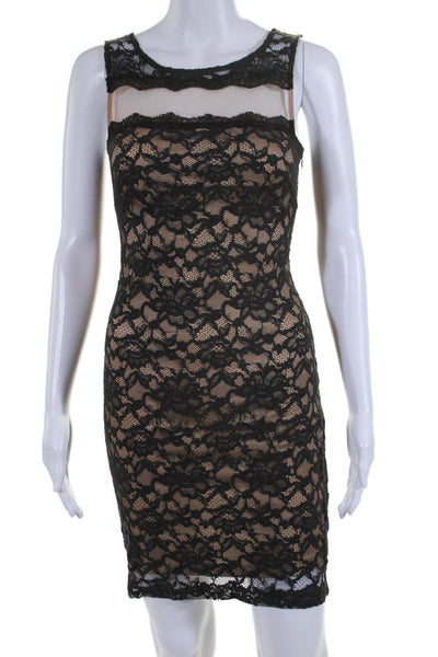 Bailey 44 Womens Brown Floral Lace Mesh Trim Sleeveless Bodycon Dress Size XS