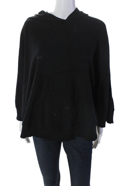 Wilt Womens Cotton Hooded Pullover Poncho Black Size XS