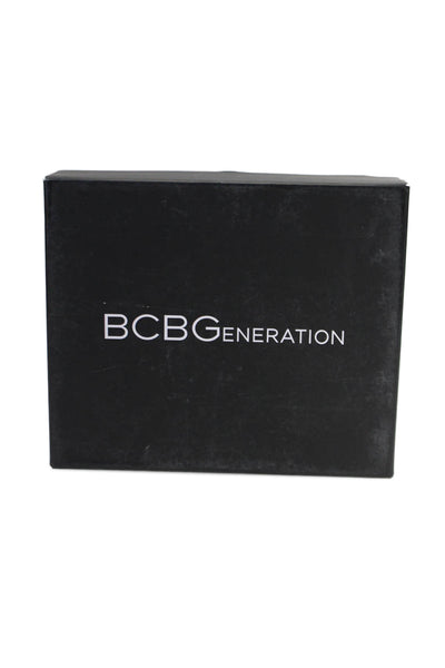 BCBGeneration Womens Suede Round Slip On Toe Lace Up Pumps Black Size 6