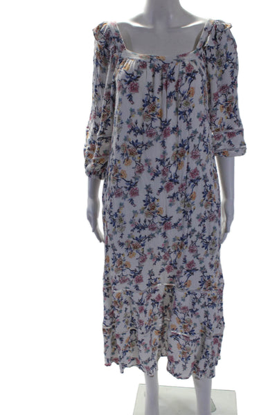 Calista Women's Square Neck Short Sleeves Flare Maxi Dress Floral Size S