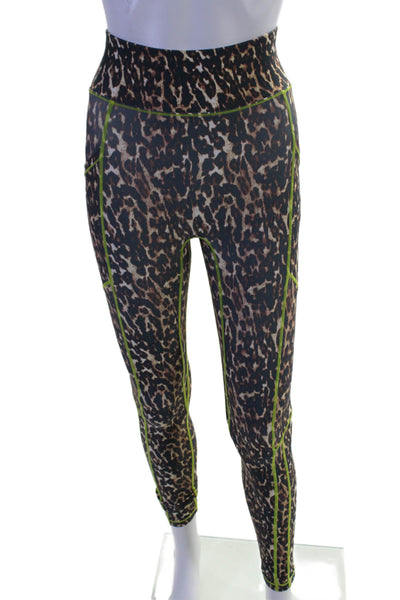 All Access Womens Animal Print High Rise Leggings Brown Black Size Extra Small