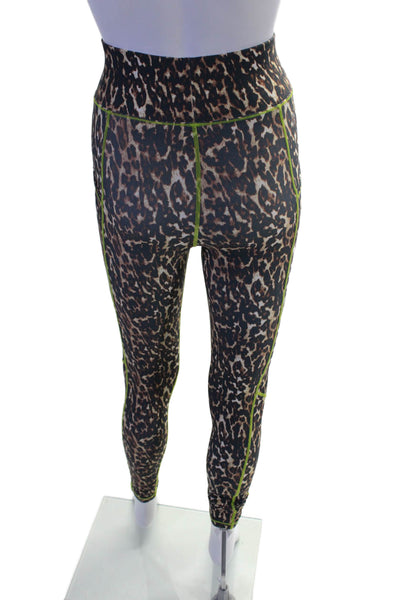 All Access Womens Animal Print High Rise Leggings Brown Black Size Extra Small