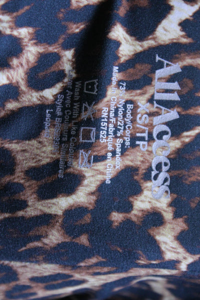 All Access Womens Animal Print High Rise Leggings Brown Black Size Extra Small