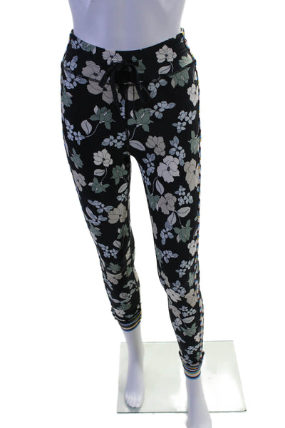 The Upside Womens Floral Print High Rise Leggings Black Multi Colored Size 2