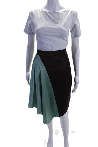 Janara Jones Womens Colorblock Hanky Hem Side Zipped Midi Skirt Blue Size S