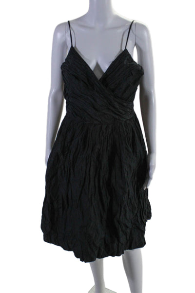 DKNY Womens Textured Sleeveless Criss Cross Zip A-line Dress Black Size 14
