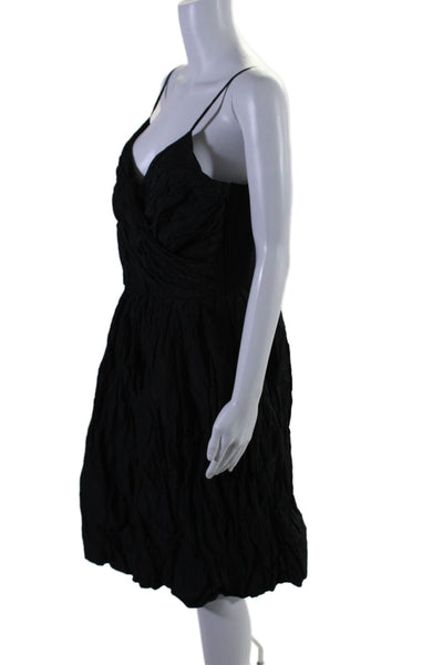 DKNY Womens Textured Sleeveless Criss Cross Zip A-line Dress Black Size 14