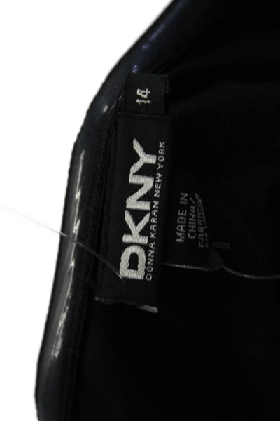 DKNY Womens Textured Sleeveless Criss Cross Zip A-line Dress Black Size 14