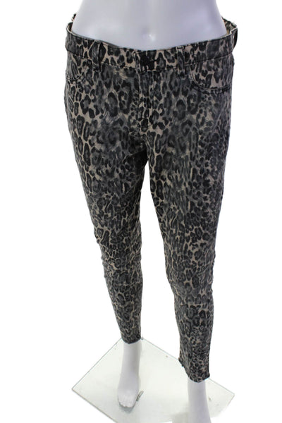 J Brand Womens Snow Leopard Print Super Skinny Leg Jeans Beige Black Size 29