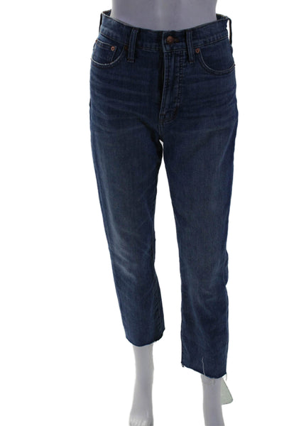 Madewell Womens High Rise Raw Hem Straight Leg Jeans Blue Size 26